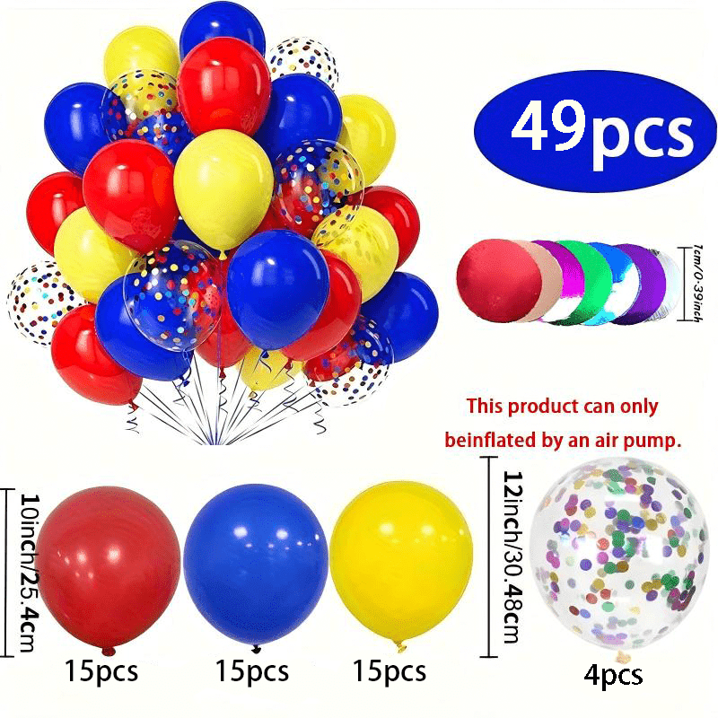 TEMU Set de 49 globos de látex vibrantes en , azul, y verde con , globos coloridos de 10/12 pulgadas para , baby showers, y celebraciones, globos de