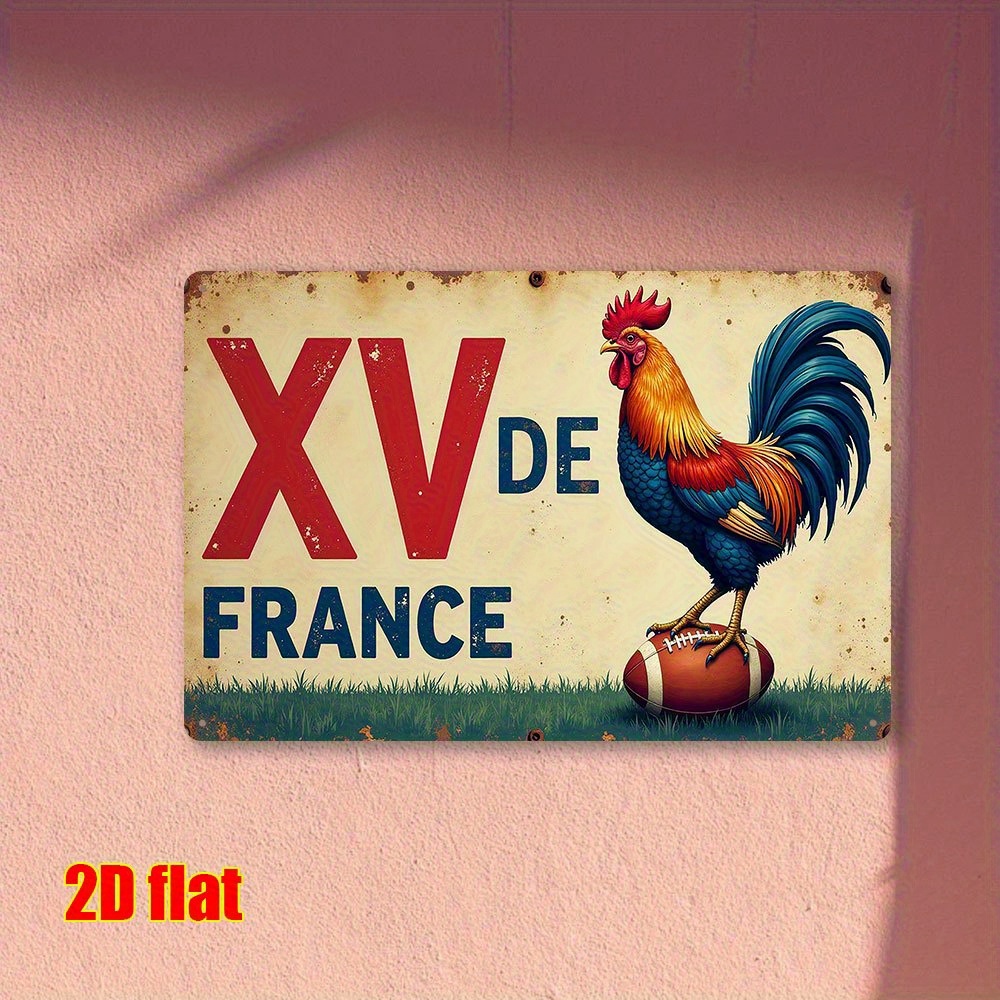 TEMU 1 pièce de panneau vintage représentant de - XV Coq. Cette décoration murale en métal est pour les souvenirs sportifs rustiques dans une man