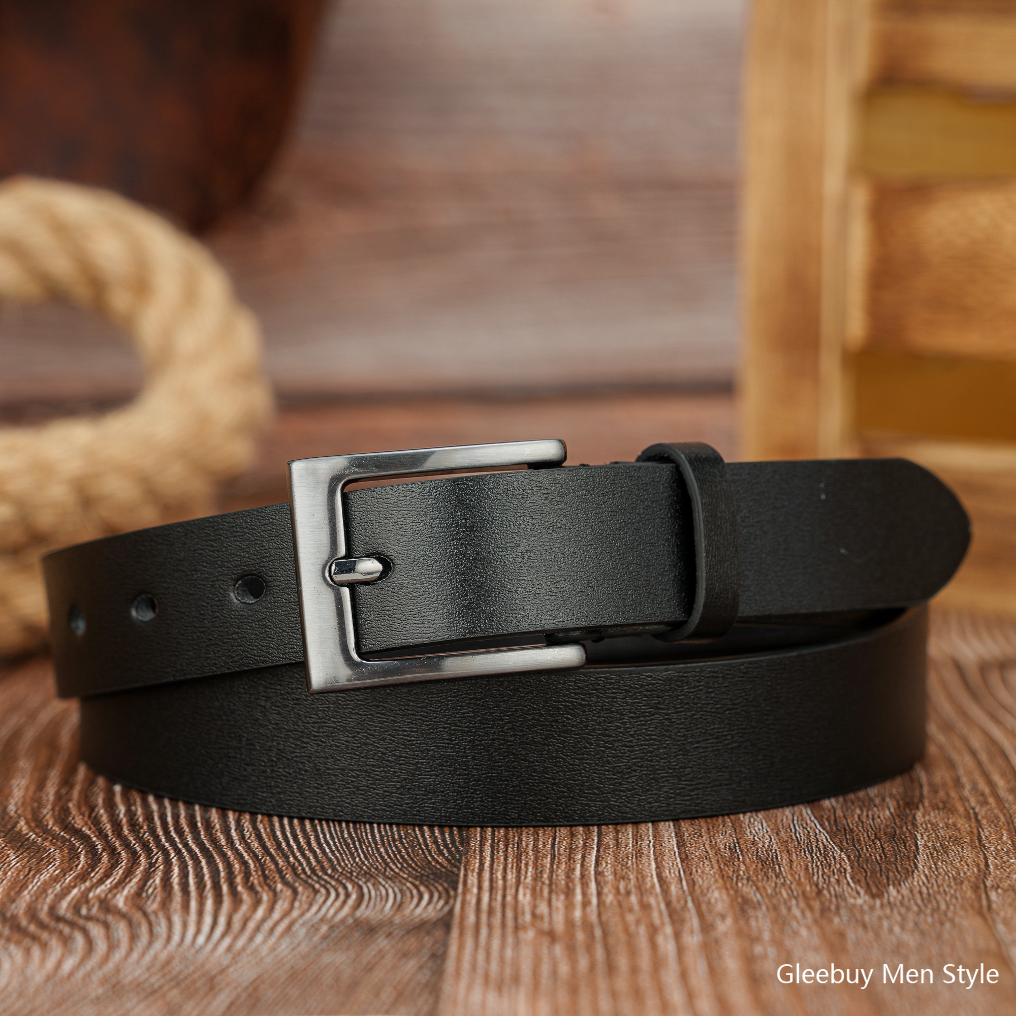 Vintage PU Belt for Women with 2 Button Buckle