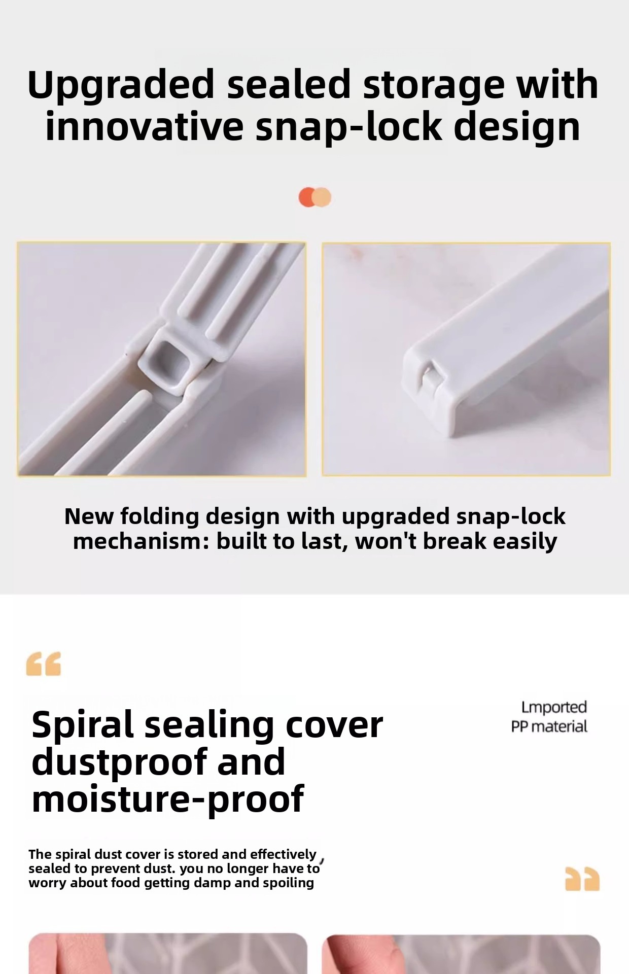 2pcs preservation sealing clips non contact tea outlet plastic snack clips grade sealing tool for snacks milk powder   and seasonings Product details 6
