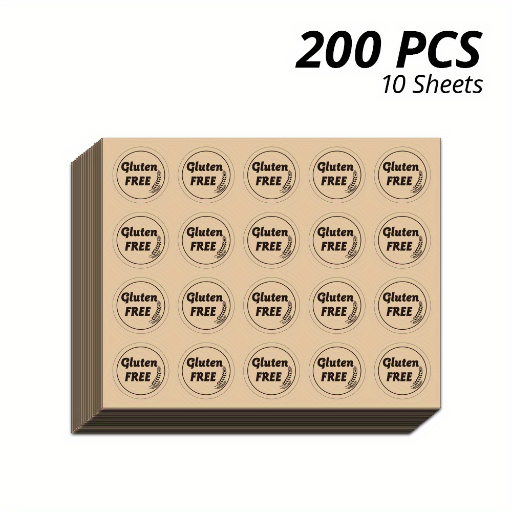 TEMU 200/400pcs Gluten-free Paper Labels, 1-inch Round Stickers For Food Packaging, Brown Paper-free Stickers For Bakeries, Homemade , Farms, And