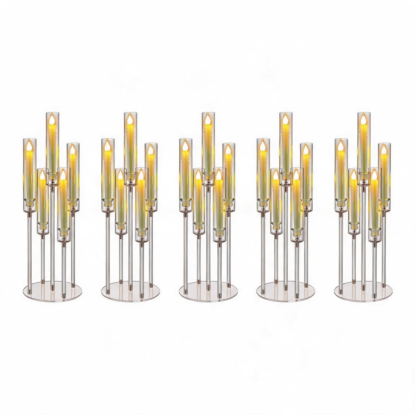Image of Multi-piece Five-head Desktop Candle Holder, Candelabra Candle Holder, Modern Tall Table Centerpiece For Living Room, Dining Table