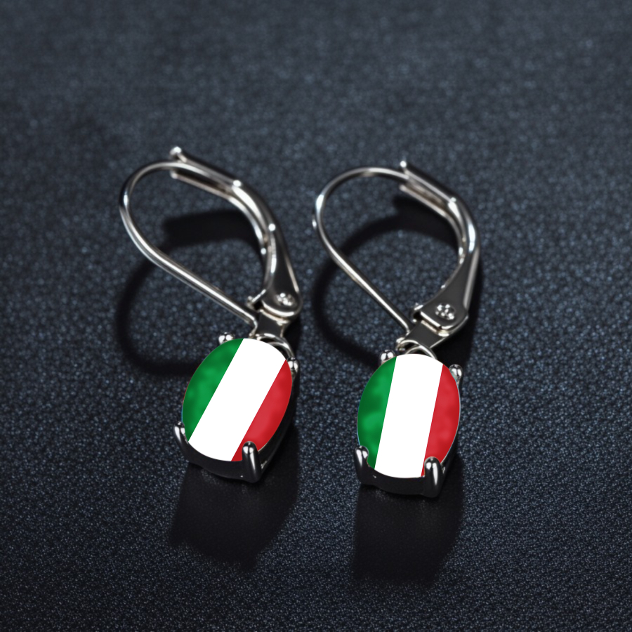 TEMU 2pcs Italy Flag Earrings Earrings Country Earrings Earrings Pendant Earrings Round Earrings Jewelry Accessories Unique Jewelry Christmas Gifts