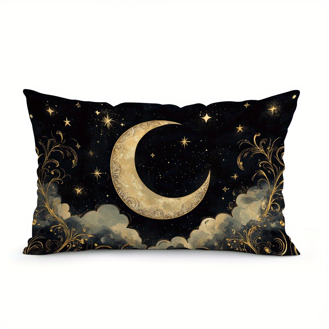 

1pc Contemporary Crescent Print Pillow Cover, 30x50cm, Soft Velvet, Zipper Closure, Machine Washable, Woven Polyester Decorative For Room Types