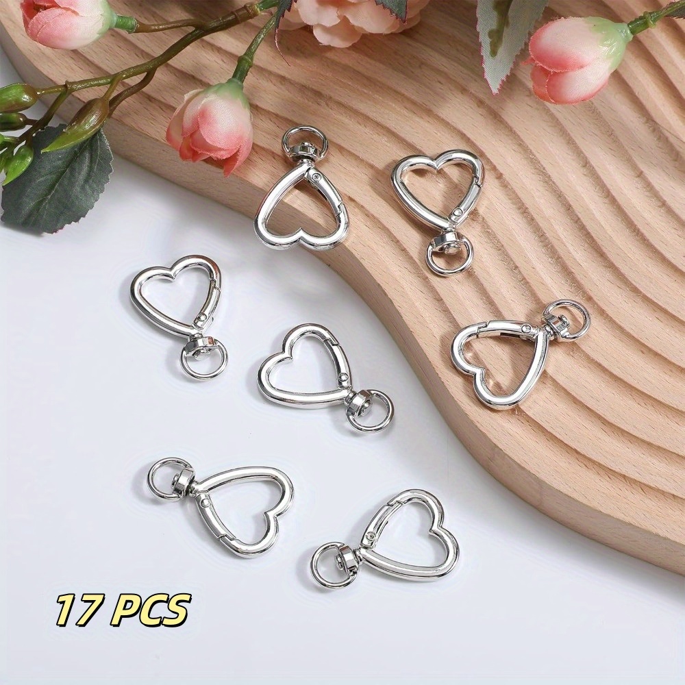 17pcs heart keychain clip silvery metal heart keychain clasp - Temu