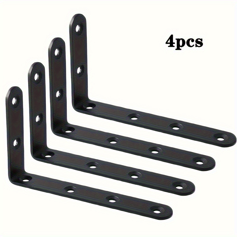 TEMU 4pcs Heavy-duty Metal L-shaped Brackets, Rust-resistant And Durable, Suitable For Furniture, Shelves, And Cabinets, No Screws Included, Shelf