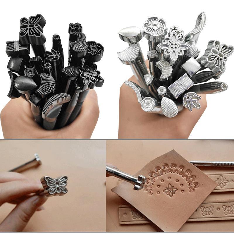 

20pcs Leather Stamping Tools Set Different Shape Making Stamp Tools Kit Leathercraft Printed Punching Tools