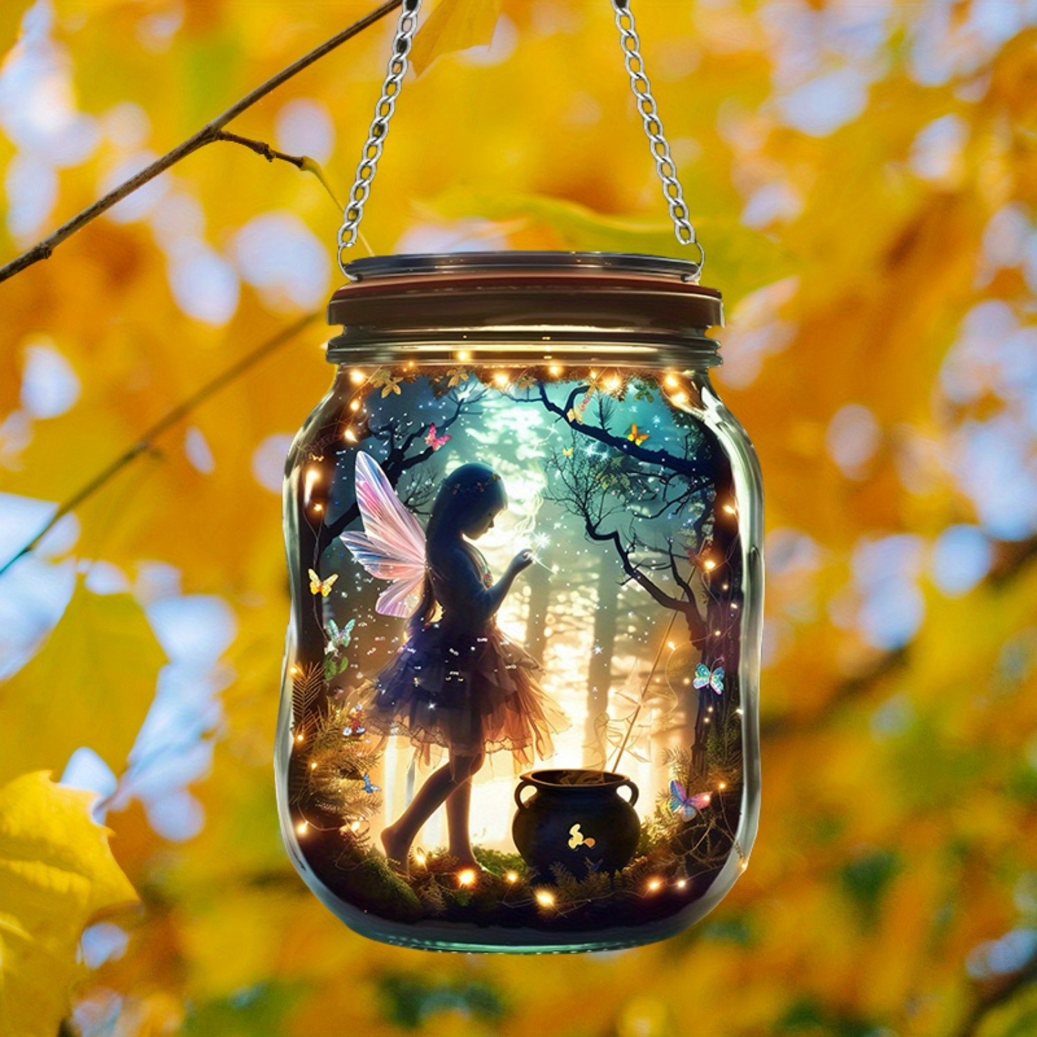 

Magic Acrylic Lantern-fairy Theme Outdoor Hanging Ornament, No Power Supply, Including Installation Chain- Garden Ornament, 7.9 X5.3 Inches