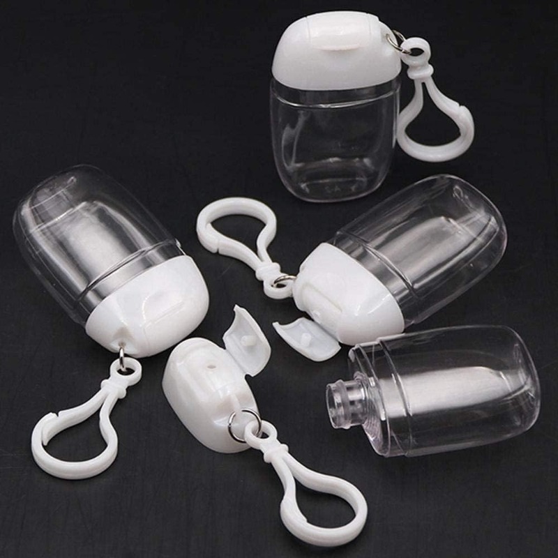 TEMU 20pcs Portable Transparent Empty Bottle Hook-type Keychain - Leak-proof , Reusable Cosmetic Containers, For Hand Sanitizer And Lotion, Reused,