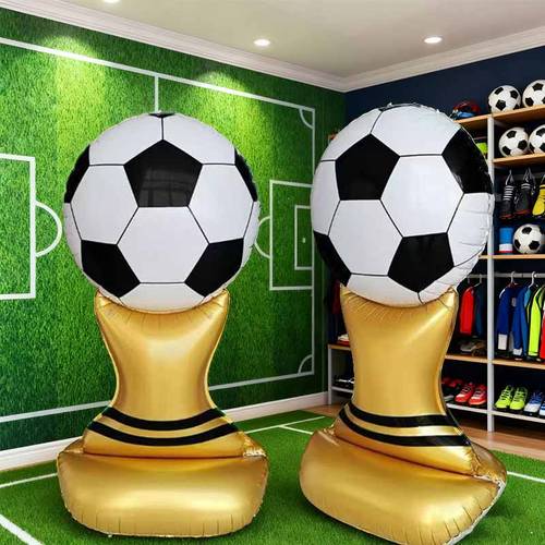 1 2 pcs 61 inch standing base football cup foil balloon football themed home decor props indoor themed decoration for atmosphere and ambiance