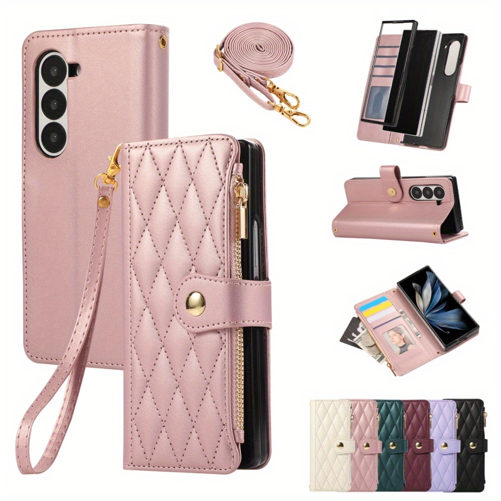 TEMU Phone Case - Chic Style Side Zipper Style Suitable For Z Fold 3/4/5/6/7 Full Coverage Anti-drop Phone Case