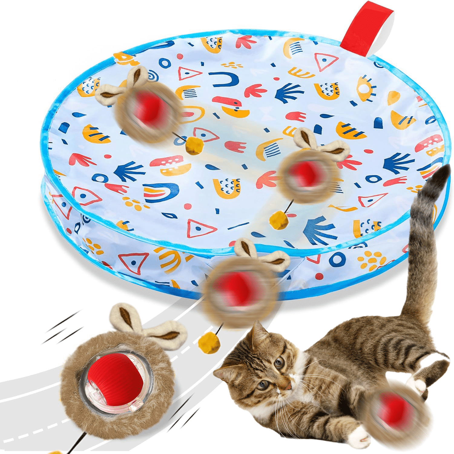 Interactive Cat Activity Mat With Rolling Ball - Multi- Suitable For Breeds & Sizes, Plastic Indoor Play Cushion For Anxiety, Boredom For Kittens And Cats, For Floors/ Panels