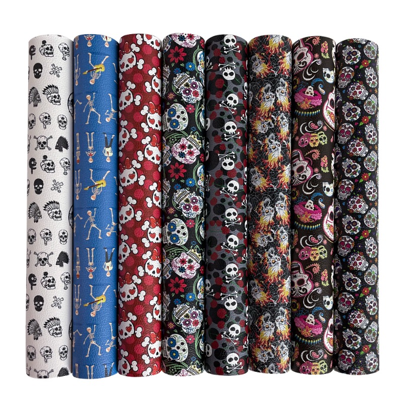 Fv 8 Sheets A4 Halloween Dark Print Pu Synthetic Leather 21x30cm, Additions Earrings Bags Handmade Sewing Fabric