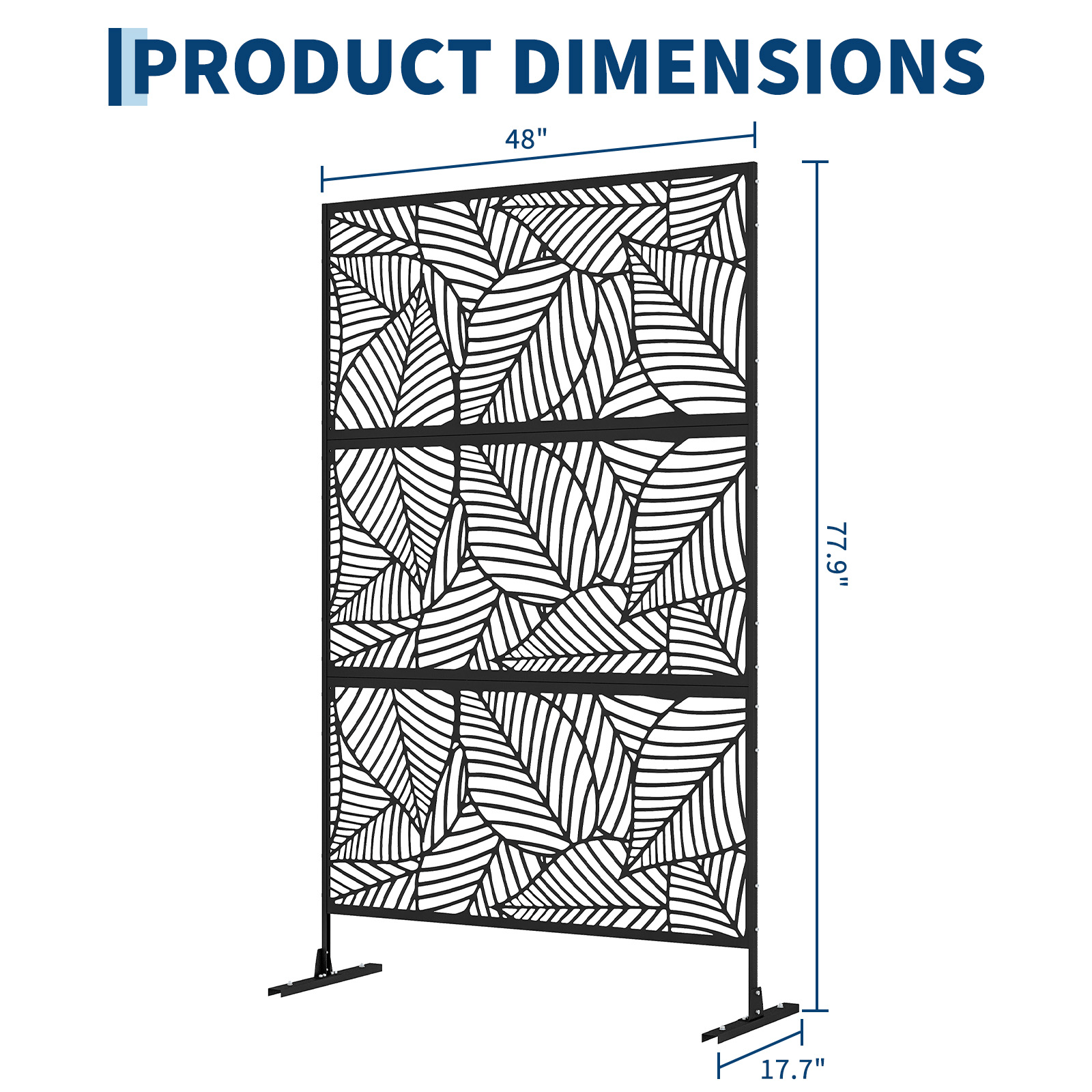 Image of Modern Galvanized Steel Privacy Screen - 3-panel Freestanding Decorative Metal Divider - Weather Resistant, Laser-cut, For Patio, Balcony, Garden, Indoor