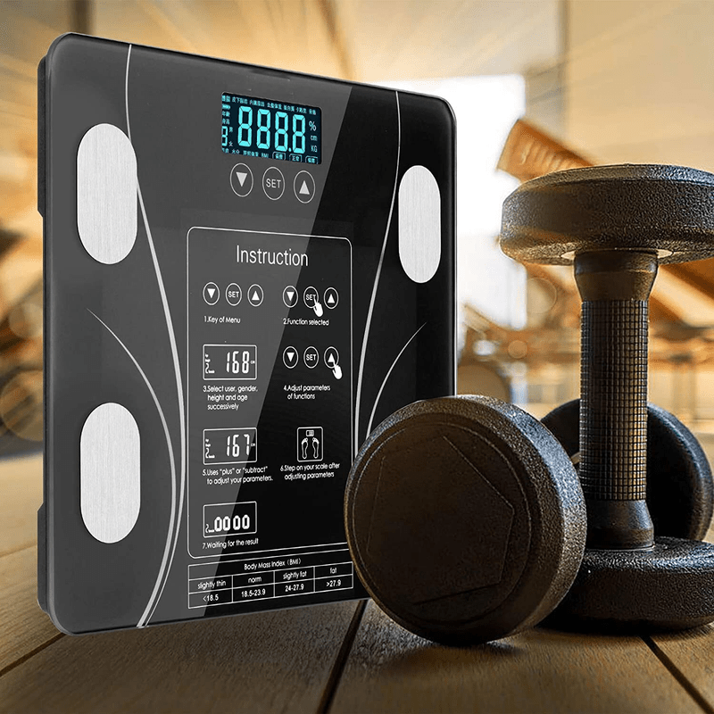 Digital Bathroom Scale - LCD Body Weight& Fat Monitor for Gym Fitness
