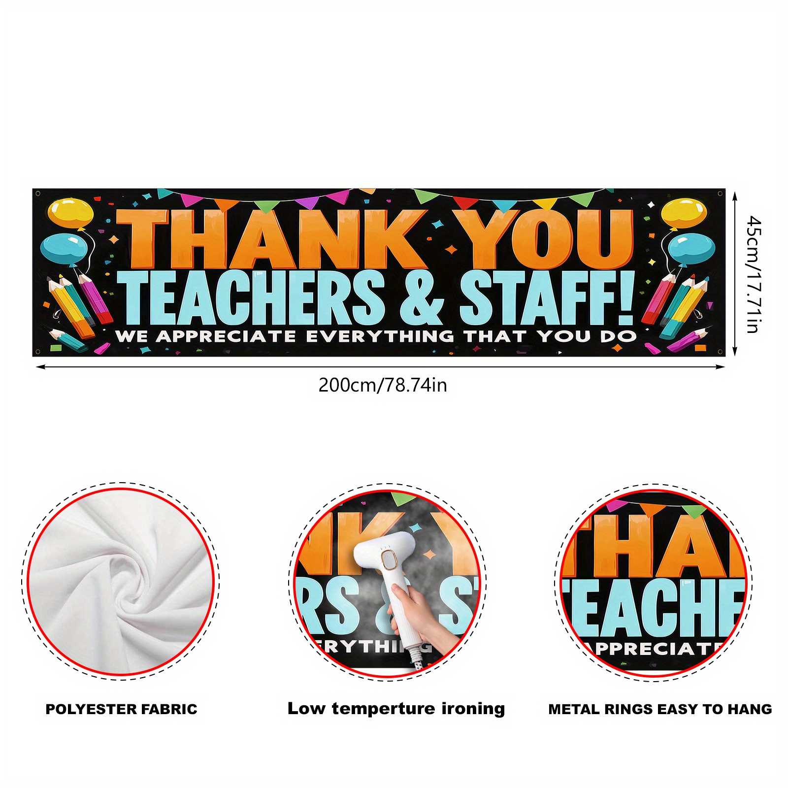 TEMU Party Banner, Pull Flag/party Banners, 1pc (17*78 Inches/45*200cm), Material, Teacher Appreciation Week. Teacher's Day Yard Banner, Suitable For