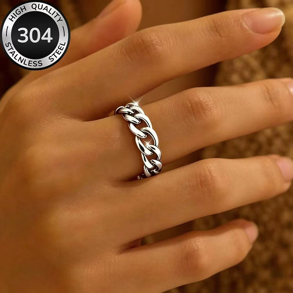 Women's Hypoallergenic Stainless Steel Adjustable Open Ring, Elegant Design