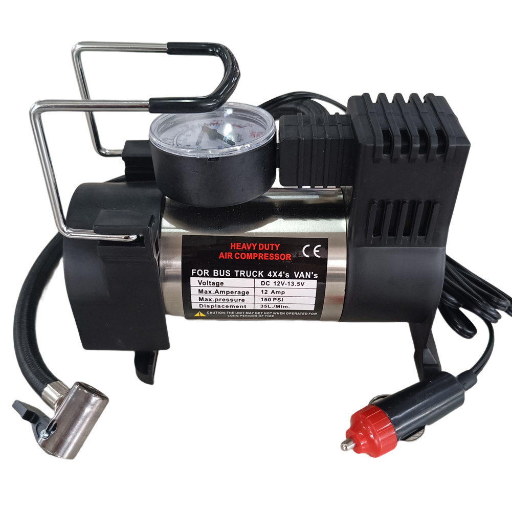 TEMU Heavy-duty 12v Portable Air Compressor With Pressure Gauge - Ideal For Cars, Trucks, Buses & Bikes, Up To 150 Psi
