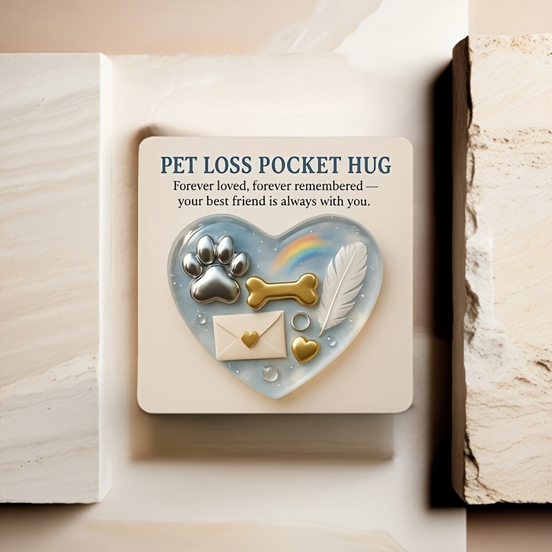 TEMU 1pc Dog 'pocket Hug' Commemorative Greeting Card, 2d Heart-shaped Mini Souvenir And Encouragement Emotional Card, Hug Token With Inspirational
