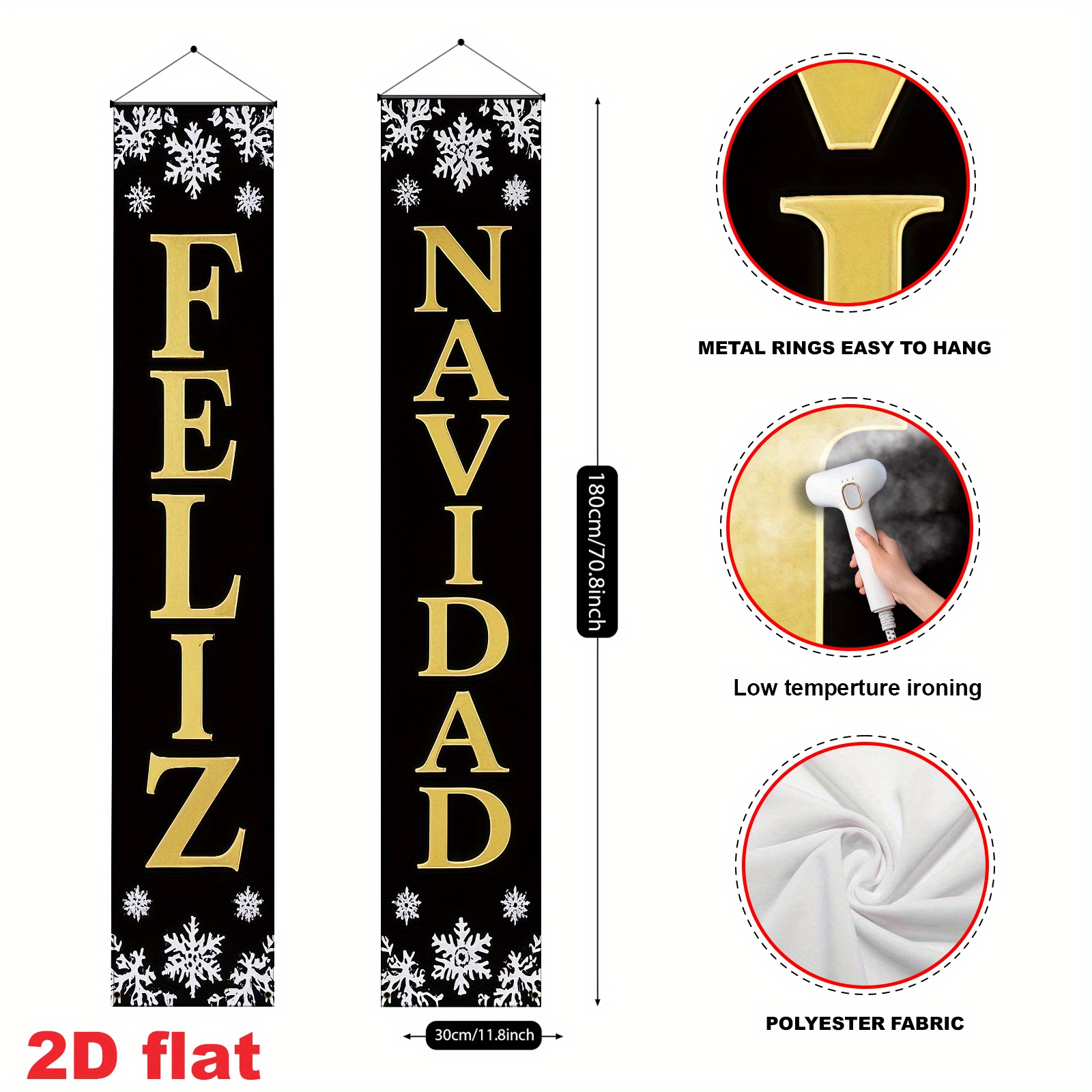 TEMU Banner 2D , 2D - 2D , 2D - 2D (11.8* Pulgadas / 30*180 Cm) de Poliéster, un Par de Banners de Porche de " Navidad" con un Tema de Carnaval "