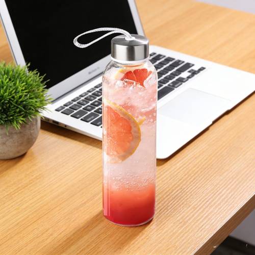 extra large thickened glass water bottle with lid transparent juice bottle reusable with stainless steel lid glass liquid storage container suitable for juice drinks refrigerator and travel