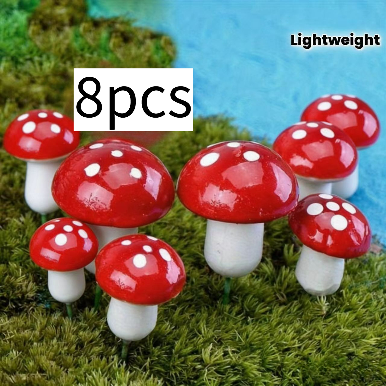 TEMU 8pcs Mini Mushroom Plants - Assorted Artificial Fungus Decorations For Parties, Crafts, Fairy Gardens, And Outdoor Courtyard Displays. Versatile