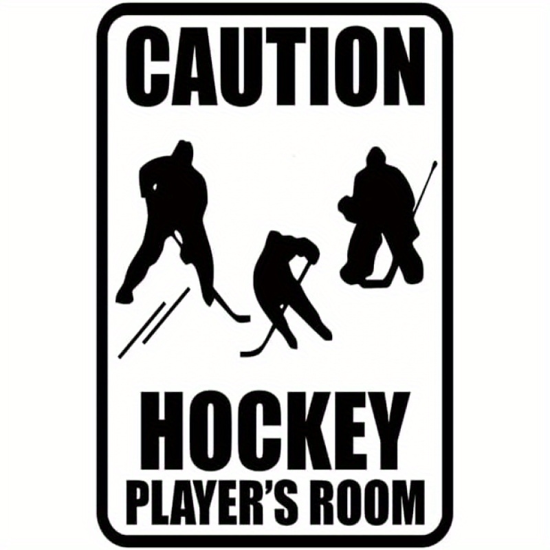 TEMU Décoration de Chambre de de Hockey Vintage en 2D Plat avec Design de - Panneau d'Avertissement en Bois et Métal Robuste - Pas de Câblage - Idéal