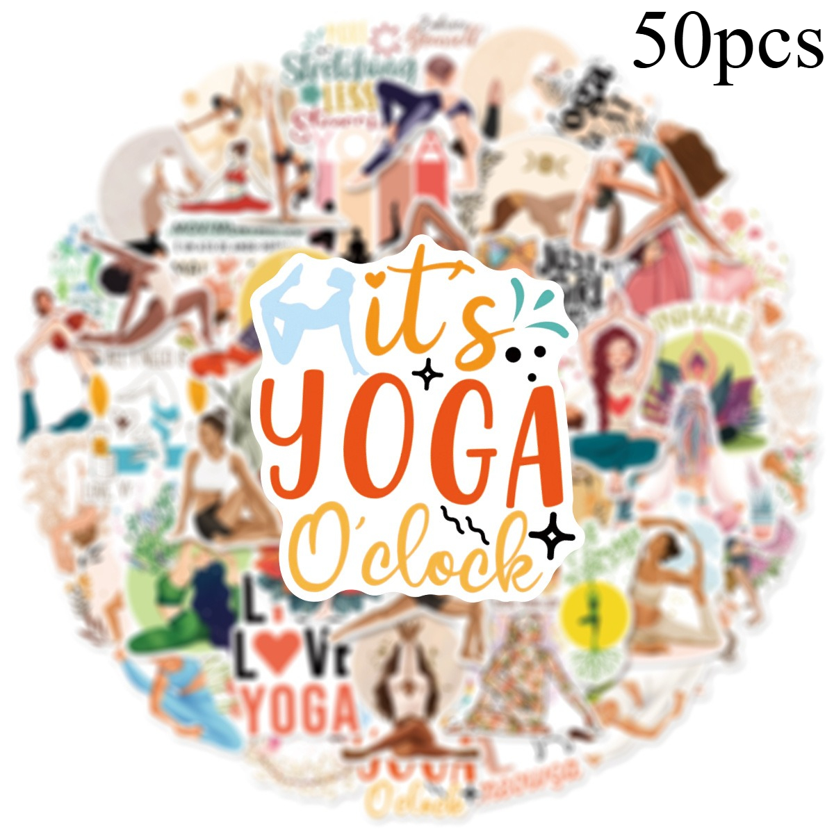 Image of Set Of 50 Graffiti Stickers For Pilates And Yoga, Perfect For Suitcases, Phone Cases, Laptops, Helmets, And Skateboards With A Creative Touch
