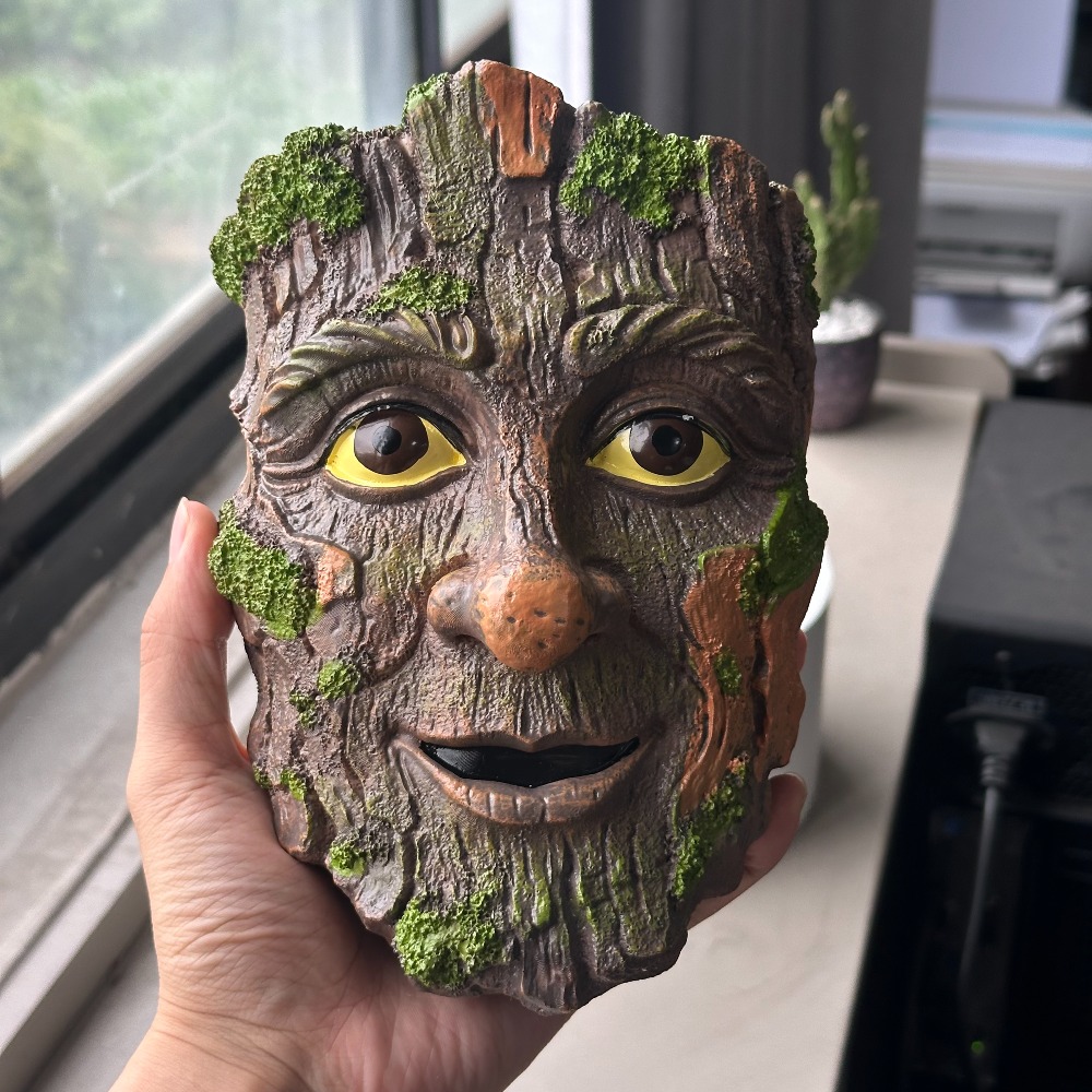 TEMU Resin Tree Face Outdoor Hanging Decor, Whimsical Old For Man Ornament With Moss, Weatherproof Yard Art For Garden & Patio