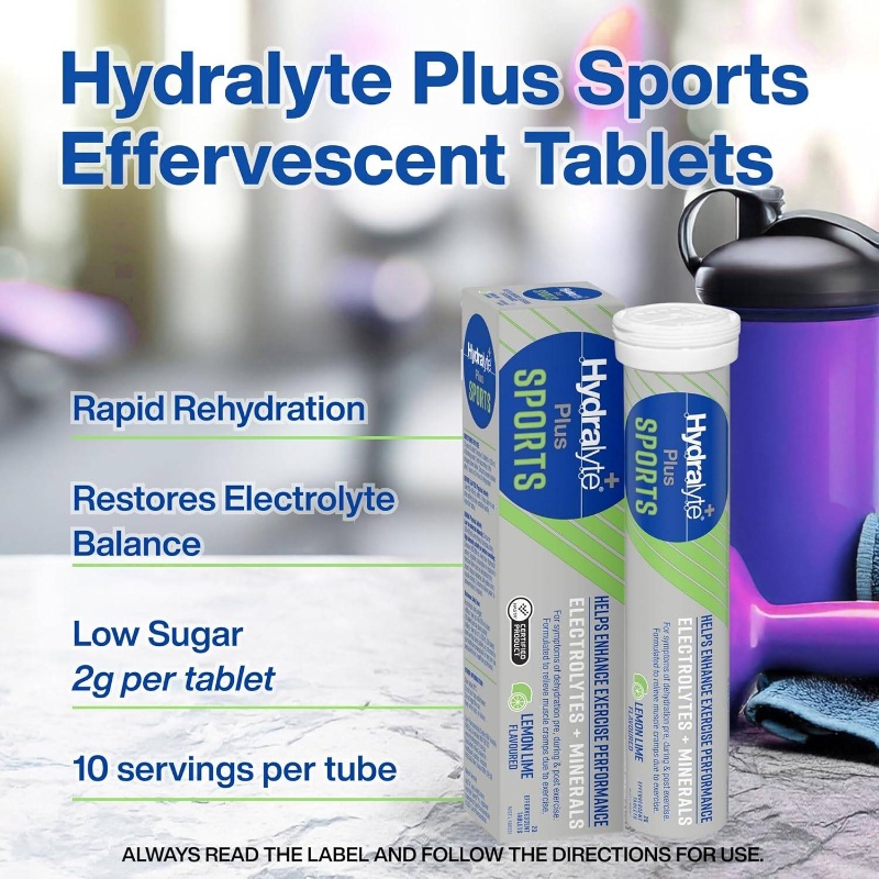 20 Tablets Plus Sports Lemon Lime Electrolyte Effervescent Tablets - -Hydration Sports Drink with Sodium, Potassium, Magnesium & Calcium - Low Sugar, for Before/during/after Running, Gym, Travel - Self-Dissolving Tablets Suitable for &