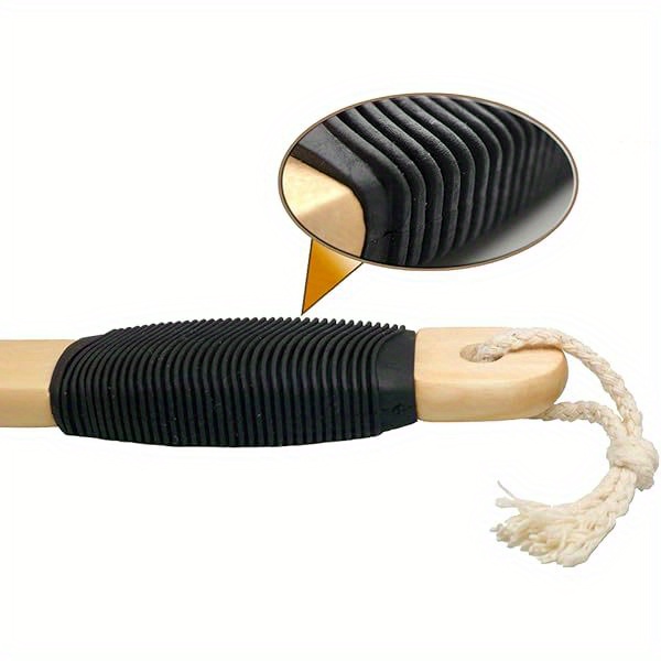 natural   bath brush with wooden curved long handle 17 2 inch   shower scrubber for exfoliating deep cleanse back body wet dry use alcohol free no battery needed   for   reach areas shower brush body scrubbing tool ergonomic handle durable scrubber Product details 4