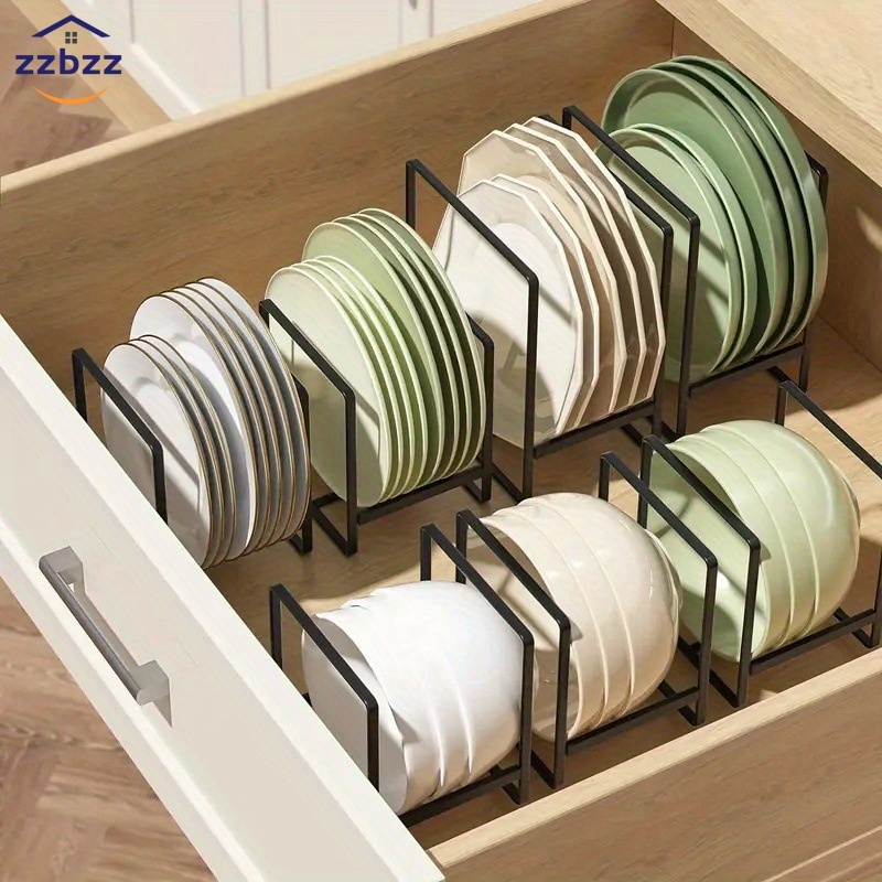 

Zzbzz 4-pack Iron Metal Dish Racks, Space-saving Kitchen Organizer For Plates And Bowls, No Power Required, Storage Solution