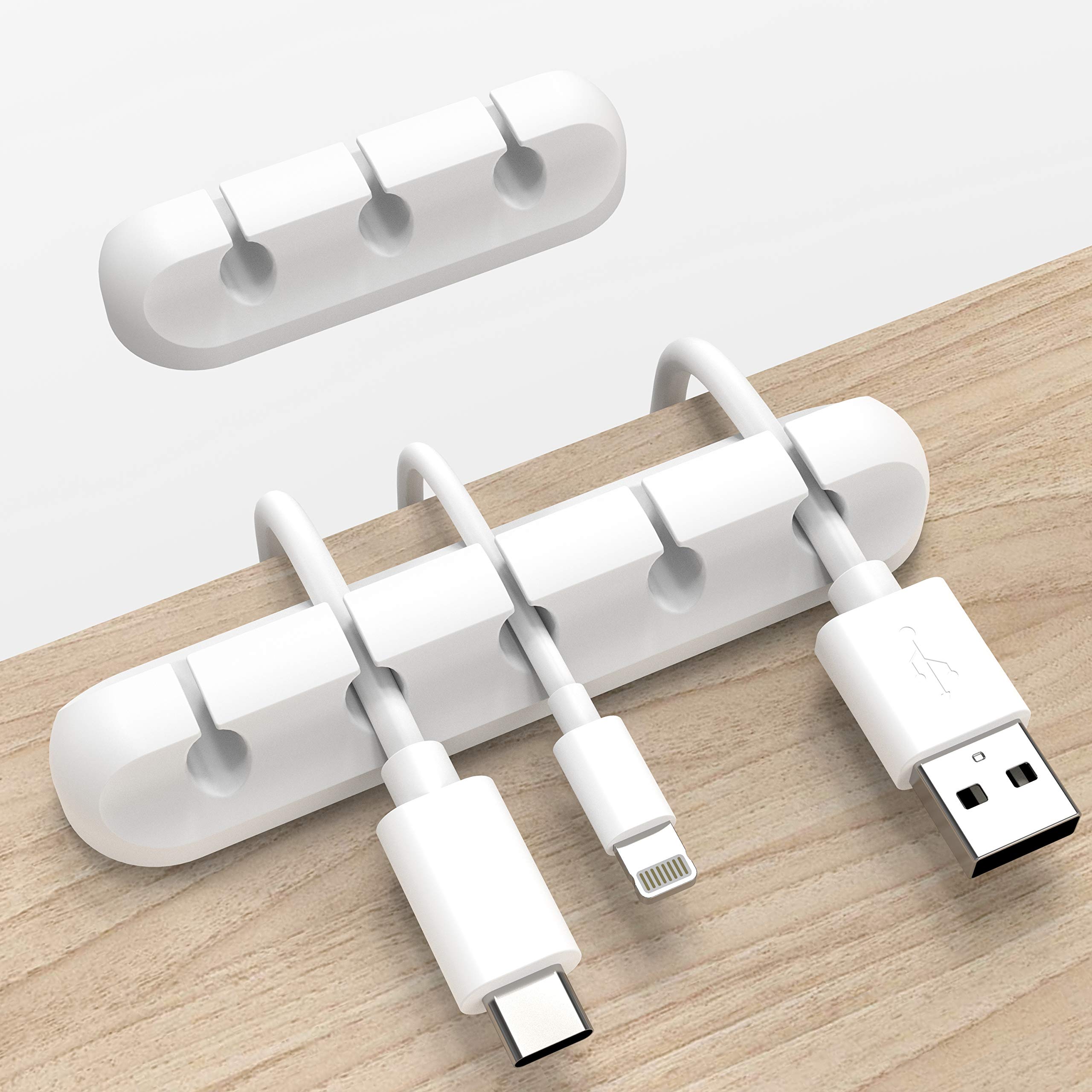 Image of White/black For Cable Clips 2pcs Per Set, Flexible , Usb Wire Holder For Cable Management, Perfect For Desk, Car