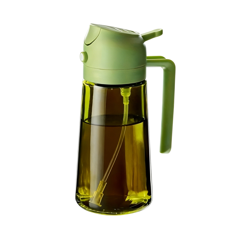 TEMU Kitchen Glass Seasoning Bottle, A -one Oil Bottle And Cooking Sprayer, 16oz Premium Dark Green Glass Oil Bottle, Cooking Sprayer, Kitchen Oil