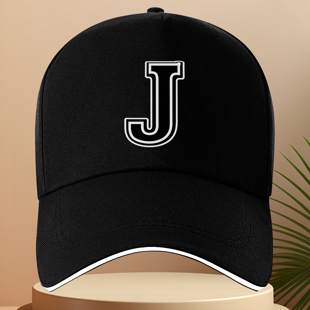 TEMU A Single Piece Featuring J As A Visual Emblem In A Black And White . This Lightweight, Unisex Baseball Cap With An Adjustable Logo Is Ideal For Any Season