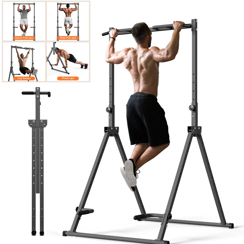 8 Levels Adjustable Foldable Station Pull Up Bar For Home Gym