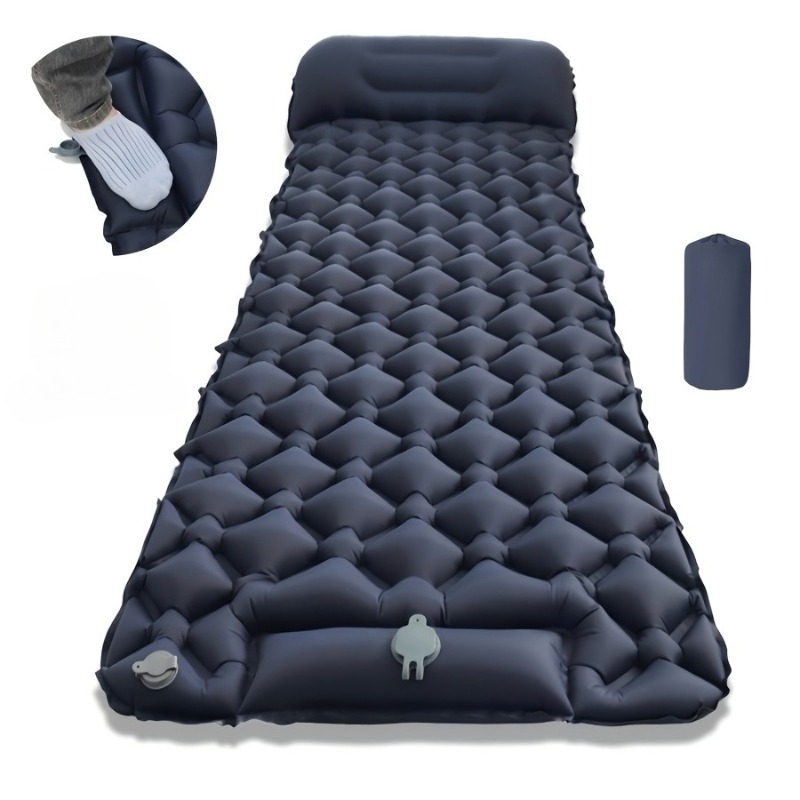 TEMU Matelas Gonflable d'Extérieur 1 pièce Disponible en 4 Couleurs, Diamant avec Pompe à Pied Intégrée, Livré avec un Sac de Rangement, Léger,