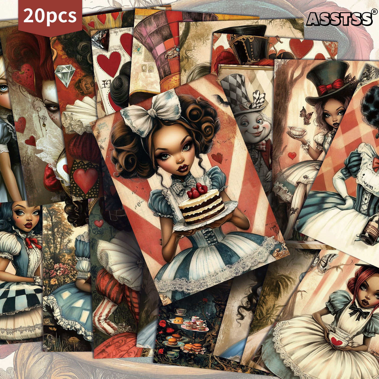 TEMU 20-pack Asstss Vintage 's Tea Party Postcards - 4x6 Inches Retro Junk Journal Supplies, Classic Pinup Illustrations Collectible Decorative