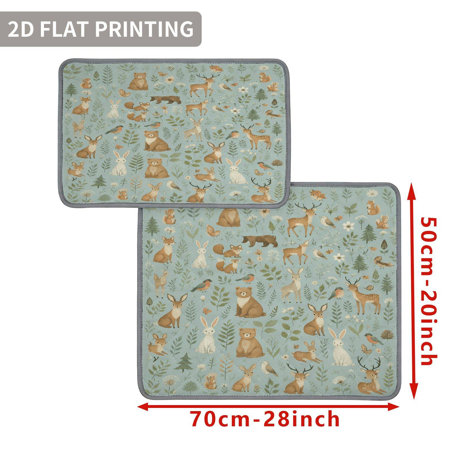 TEMU 1pc Forest Animal Print Pet Mat Washable Reusable, Forest Theme, Pet Training Pad Indoor Pet Mat Durable Easy Clean Furniture Protector Sofa Mat