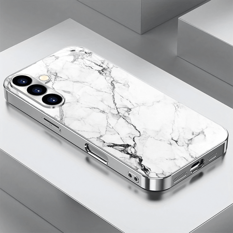 TEMU Custodia per telefono - Minimalista con motivo , in vetro temperato argentato elettroplaccato, custodia per Samsung Galaxy