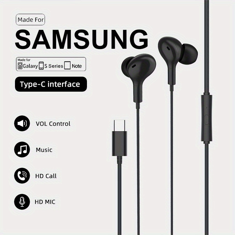 type c headphone hifi   stereo volume control mic usb c wired earbuds for iphone 15 pro max