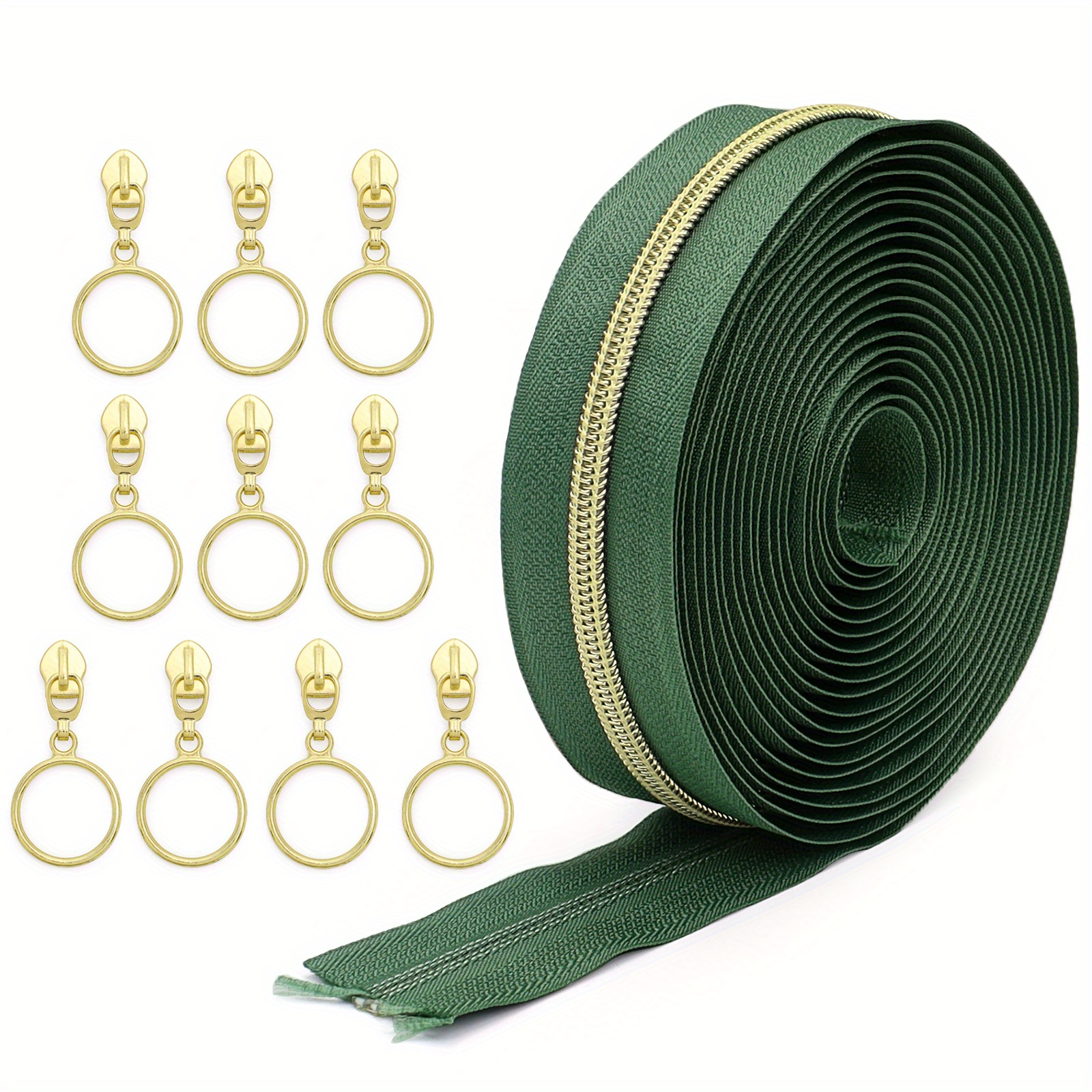 TEMU 4.5m Zipper + 10 Zipper Heads, #5 Color Zipper, With 10 Zipper Heads, Multiple Colors , Used For Backpacks And Bags, Sewing Replacement