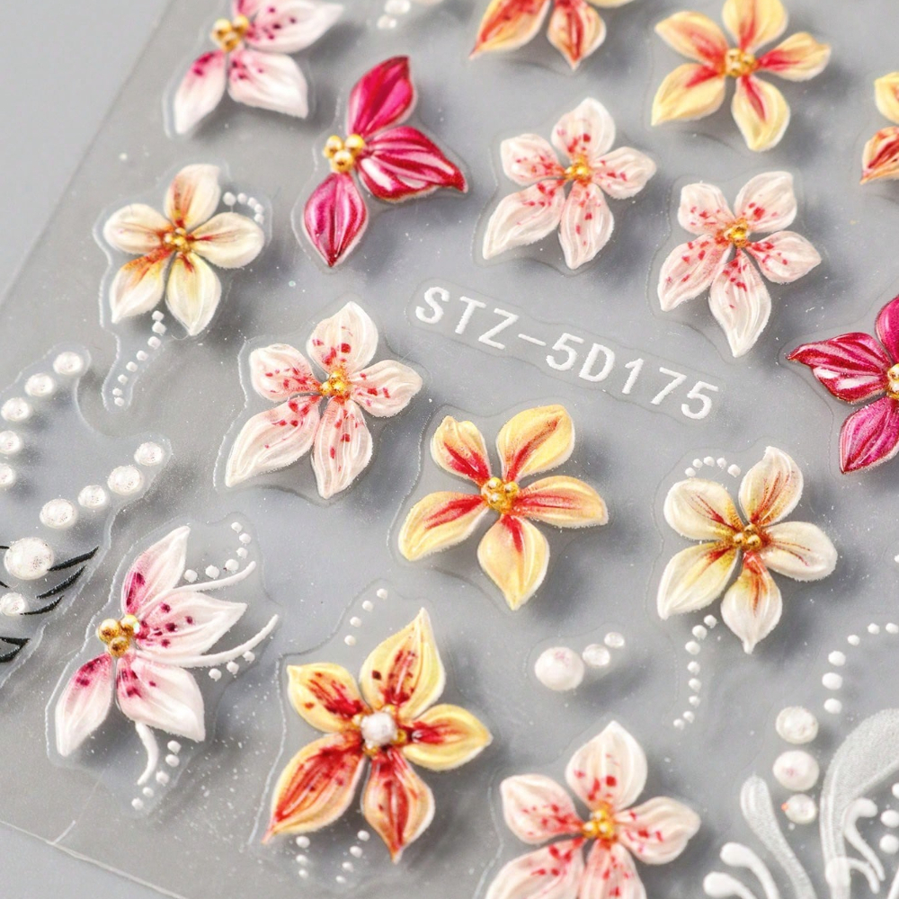  . blühende hibiskus-nagelaufkleber, selbstklebende nagelaufkleber mit frühlings- sommer-blumendesigns, hochzeits-nagelzubehör, diy-nageldekorationen -zubehör