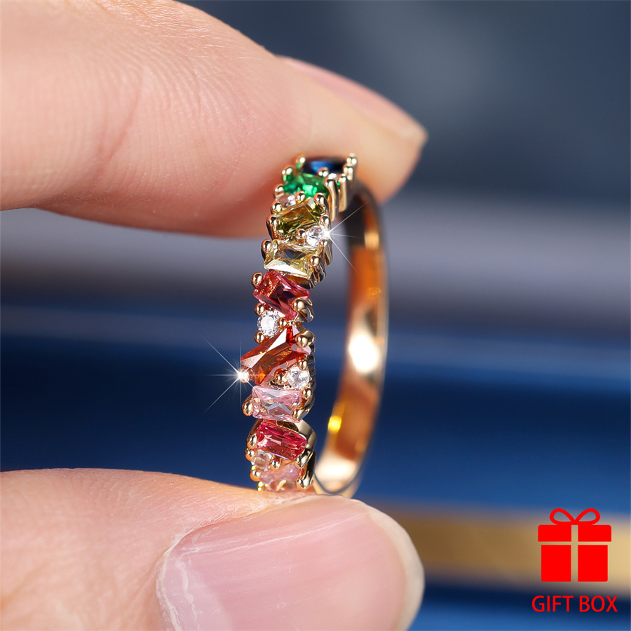 Multicolor CZ Ring Golden Tone - Daily & Special Occasions