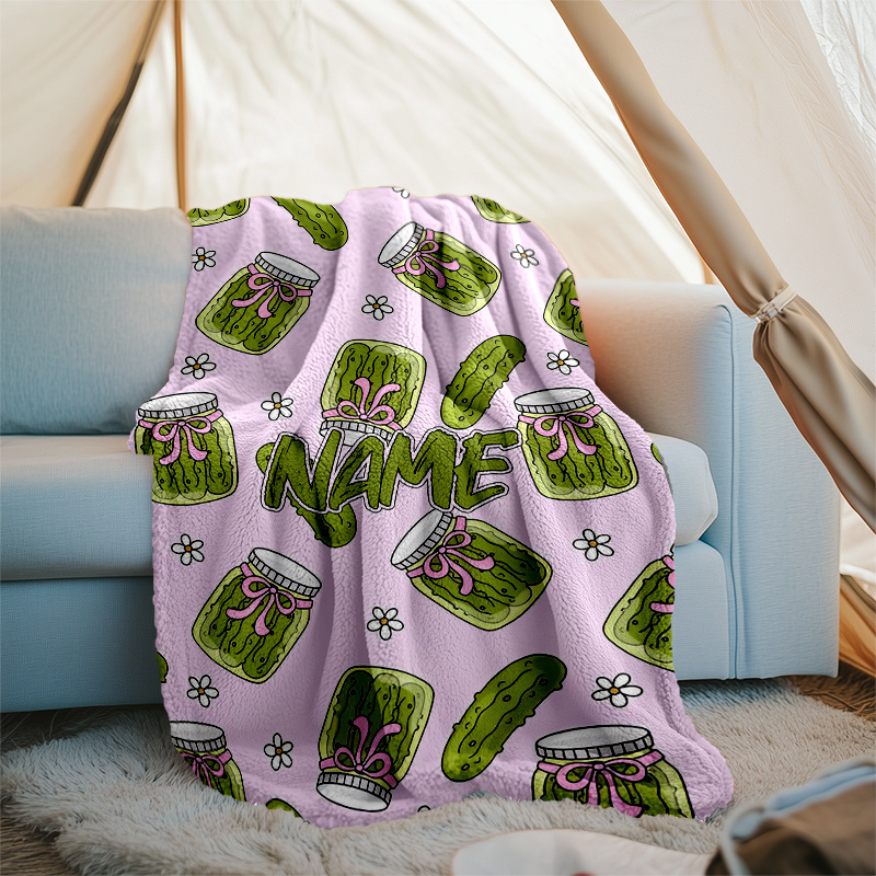 TEMU Pickled Cucumber Theme Printed Custom Name Blanket - Couch, Bed, Travel & Outdoor Use | Machine Washable, Cozy & Durable.91