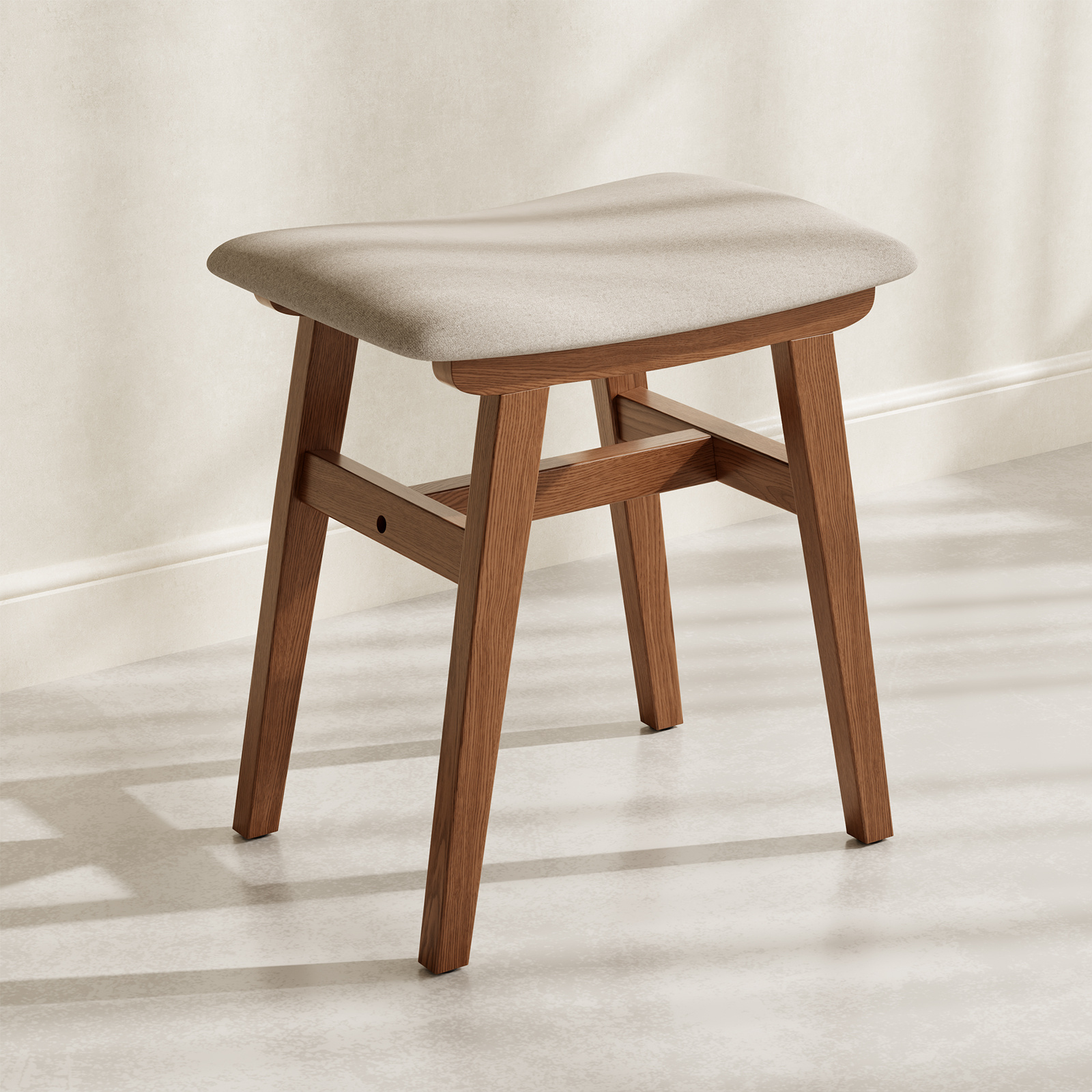 Solid Wood Vanity Chair, 18.5 Inch Height Vanity Stool, Chair for Bedroom, Durable And Sturdy, Padded Seat, Modern Easy, Home Decor Additions, Limited-Time Flash, Free Shipping
