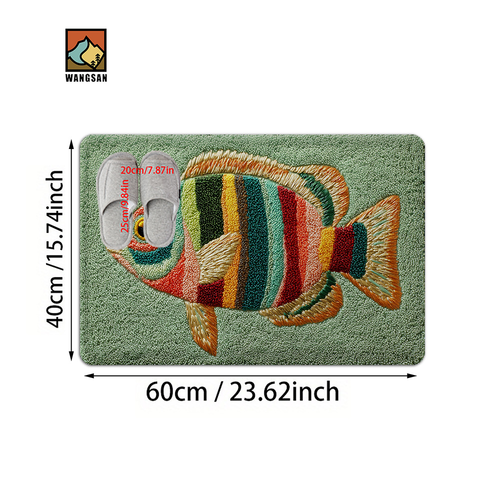 E-shop 2D-Flach, . rutschfeste Badematte für Badezimmer, weicher Flanell mit Fischmuster, dicke rechteckige Matte geeignet für Schlafzimmer,