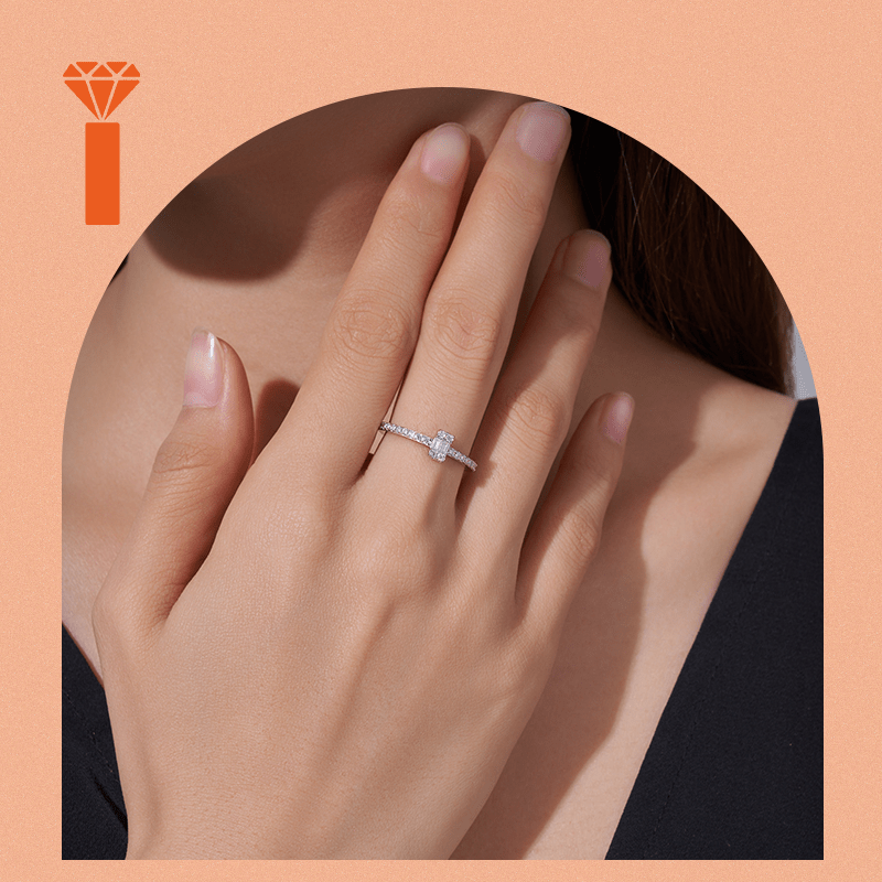 Women's 925 Moissanite Stacked Ring, Exquisite Half-Set Design