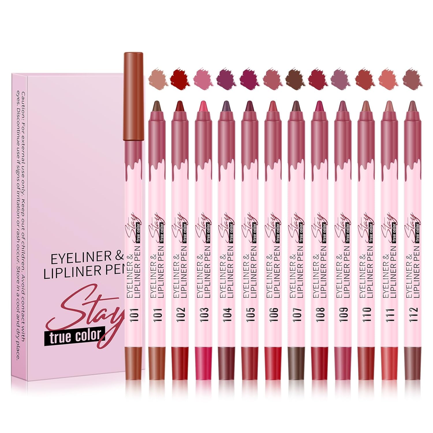 TEMU 12pcs Waterproof Matte Lip Gloss And Lip Liner Set- Red, Long-lasting And Non-transferable Formula, Waterproof And Long-lasting Lip Gloss- Natural, Suitable Types- Valentine's Day