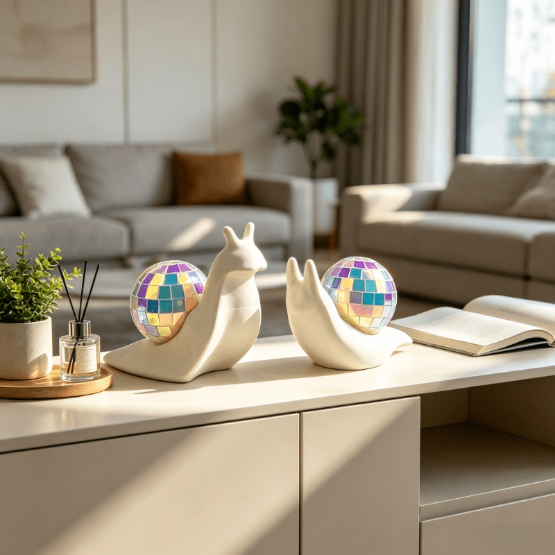 TEMU 1pc Attrape-soleil Escargot Boule Disco, Refracteur de Lumière de Fenêtre Intérieure, Ornement de Bureau Créatif Décoration Intérieure